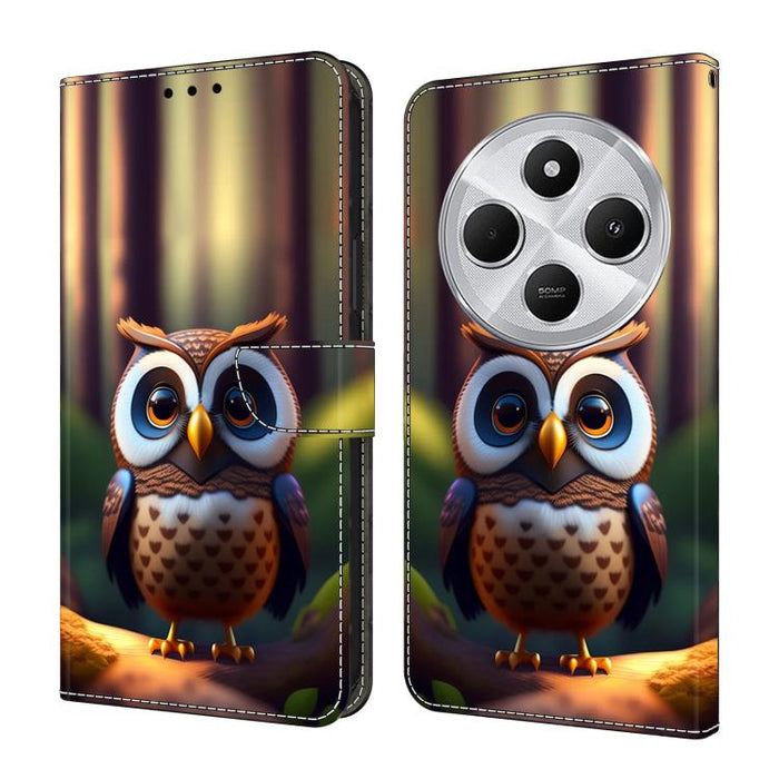 Funda para teléfono de cuero vegano pintado con efecto cristal, For Redmi Note 14 5G, For Redmi Note 14 Pro 5G, For Redmi 14C 4G, For Redmi 13C 4G / 5G, For Redmi K70E / Poco X6 Pro
