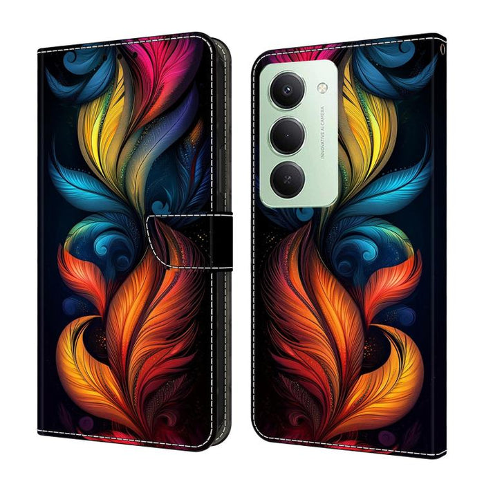 Funda para teléfono de cuero vegano pintado con efecto cristal, For Redmi 15C 5G / 4G Global 171mm / Poco C85 4G, For Redmi Note 14 4G 164.84mm, For Redmi Note 14 Pro+ 5G / Poco X7 5G, For Redmi Note 14 Pro 4G, For Redmi Note 14 4G 163.25mm