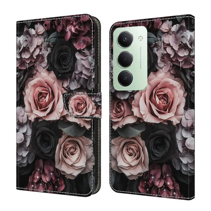 Funda para teléfono de cuero vegano pintado con efecto cristal, For Redmi Note 15 5G / 4G Global 164mm / Poco M8 5G, For Redmi Note 15 Pro 5G Global 163.6mm, For Redmi 15C 5G / 4G EU 173mm / Poco C85 5G, For Redmi 15 5G Global / 4G SEA 169.5mm         ...