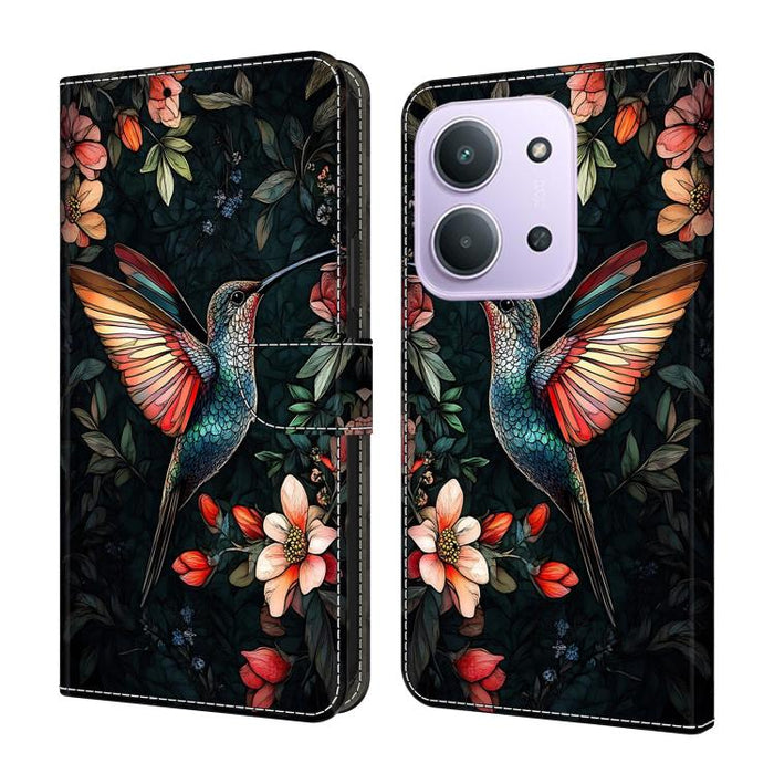 Funda para teléfono de cuero vegano pintado con efecto cristal, For Redmi 15C 5G / 4G Global 171mm / Poco C85 4G, For Redmi Note 14 4G 164.84mm, For Redmi Note 14 Pro+ 5G / Poco X7 5G, For Redmi Note 14 Pro 4G, For Redmi Note 14 4G 163.25mm