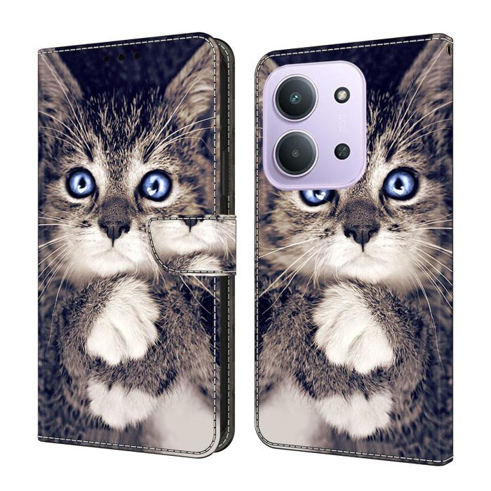 Funda para teléfono de cuero vegano pintado con efecto cristal, For Redmi 15C 5G / 4G Global 171mm / Poco C85 4G, For Redmi Note 14 4G 164.84mm, For Redmi Note 14 Pro+ 5G / Poco X7 5G, For Redmi Note 14 Pro 4G, For Redmi Note 14 4G 163.25mm