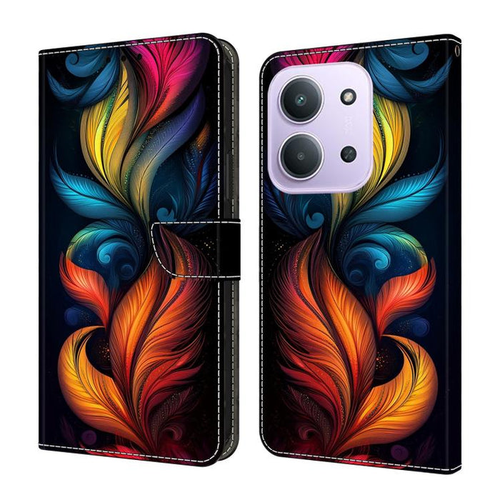 Funda para teléfono de cuero vegano pintado con efecto cristal, For Redmi 15C 5G / 4G Global 171mm / Poco C85 4G, For Redmi Note 14 4G 164.84mm, For Redmi Note 14 Pro+ 5G / Poco X7 5G, For Redmi Note 14 Pro 4G, For Redmi Note 14 4G 163.25mm