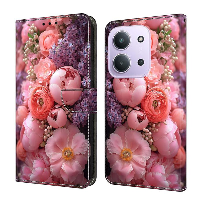 Funda para teléfono de cuero vegano pintado con efecto cristal, For Redmi 15C 5G / 4G Global 171mm / Poco C85 4G, For Redmi Note 14 4G 164.84mm, For Redmi Note 14 Pro+ 5G / Poco X7 5G, For Redmi Note 14 Pro 4G, For Redmi Note 14 4G 163.25mm