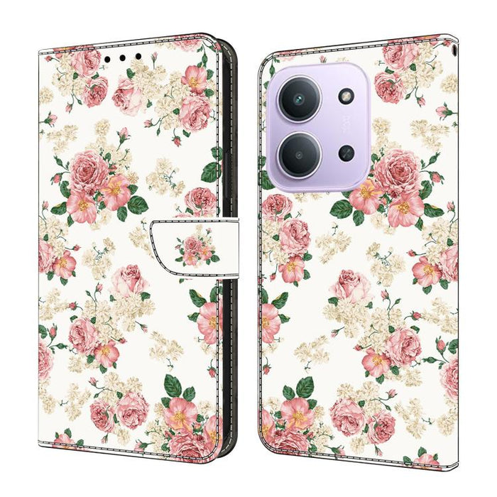 Funda para teléfono de cuero vegano pintado con efecto cristal, For Redmi 15C 5G / 4G Global 171mm / Poco C85 4G, For Redmi Note 14 4G 164.84mm, For Redmi Note 14 Pro+ 5G / Poco X7 5G, For Redmi Note 14 Pro 4G, For Redmi Note 14 4G 163.25mm