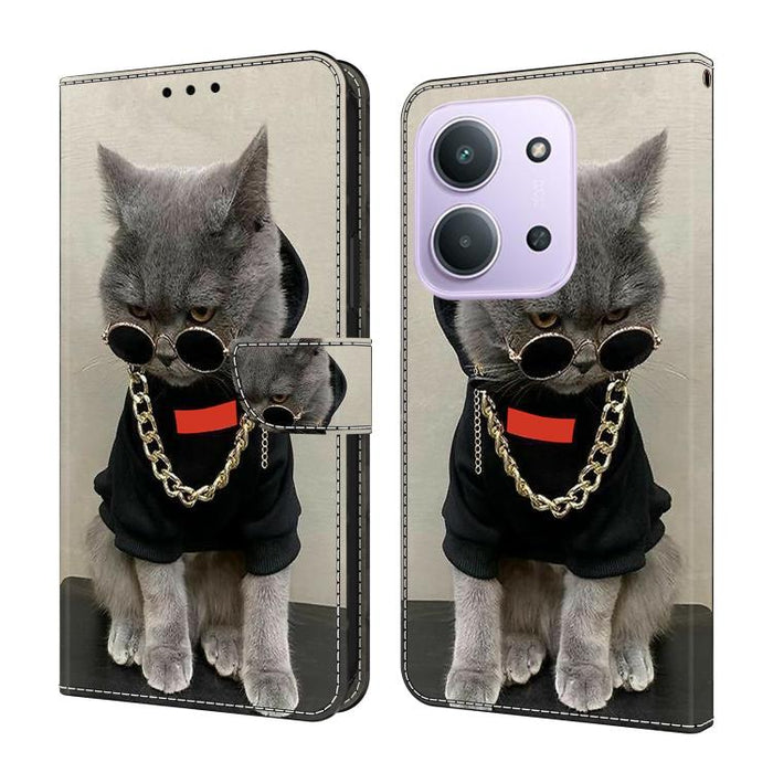 Funda para teléfono de cuero vegano pintado con efecto cristal, For Redmi 15C 5G / 4G Global 171mm / Poco C85 4G, For Redmi Note 14 4G 164.84mm, For Redmi Note 14 Pro+ 5G / Poco X7 5G, For Redmi Note 14 Pro 4G, For Redmi Note 14 4G 163.25mm