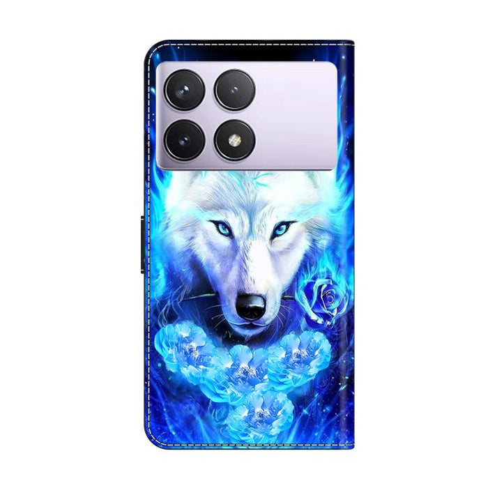 Funda para teléfono de cuero vegano pintado con efecto cristal, For Redmi K70E / Poco X6 Pro