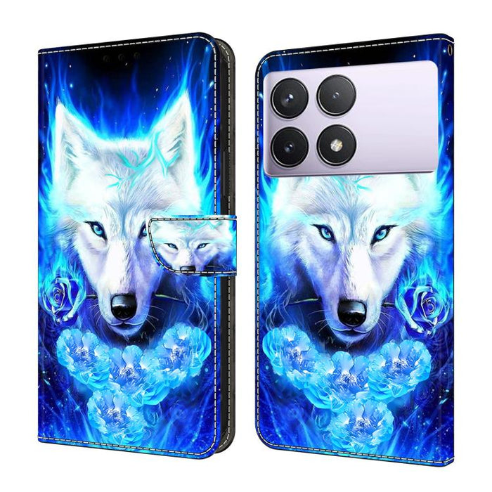 Funda para teléfono de cuero vegano pintado con efecto cristal, For Redmi Note 14 5G, For Redmi Note 14 Pro 5G, For Redmi 14C 4G, For Redmi 13C 4G / 5G, For Redmi K70E / Poco X6 Pro