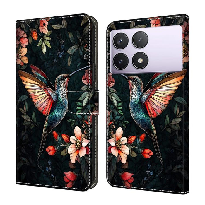 Funda para teléfono de cuero vegano pintado con efecto cristal, For Redmi Note 14 5G, For Redmi Note 14 Pro 5G, For Redmi 14C 4G, For Redmi 13C 4G / 5G, For Redmi K70E / Poco X6 Pro