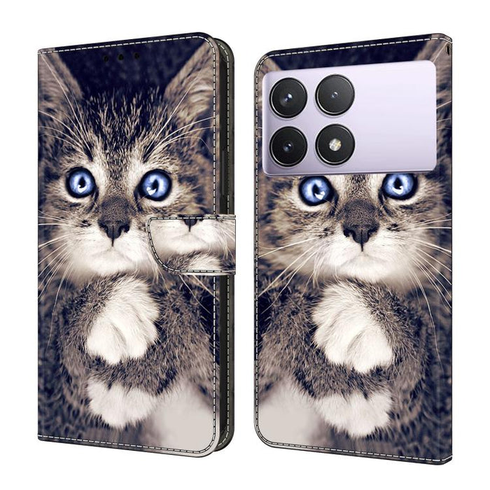 Funda para teléfono de cuero vegano pintado con efecto cristal, For Redmi Note 14 5G, For Redmi Note 14 Pro 5G, For Redmi 14C 4G, For Redmi 13C 4G / 5G, For Redmi K70E / Poco X6 Pro