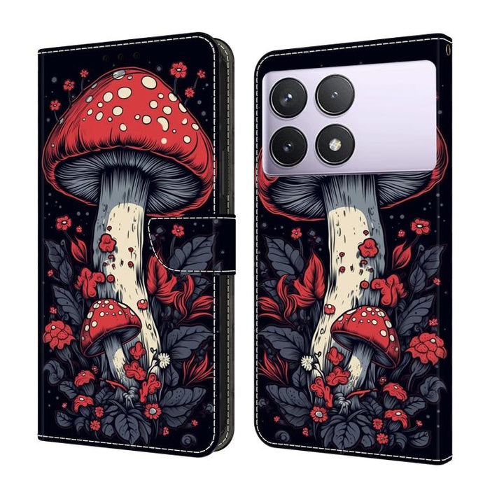 Funda para teléfono de cuero vegano pintado con efecto cristal, For Redmi Note 14 5G, For Redmi Note 14 Pro 5G, For Redmi 14C 4G, For Redmi 13C 4G / 5G, For Redmi K70E / Poco X6 Pro