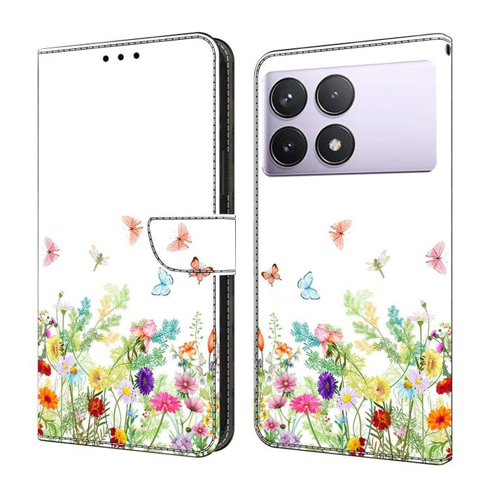 Funda para teléfono de cuero vegano pintado con efecto cristal, For Redmi Note 14 5G, For Redmi Note 14 Pro 5G, For Redmi 14C 4G, For Redmi 13C 4G / 5G, For Redmi K70E / Poco X6 Pro