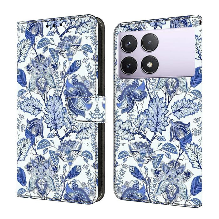 Funda para teléfono de cuero vegano pintado con efecto cristal, For Redmi Note 14 5G, For Redmi Note 14 Pro 5G, For Redmi 14C 4G, For Redmi 13C 4G / 5G, For Redmi K70E / Poco X6 Pro