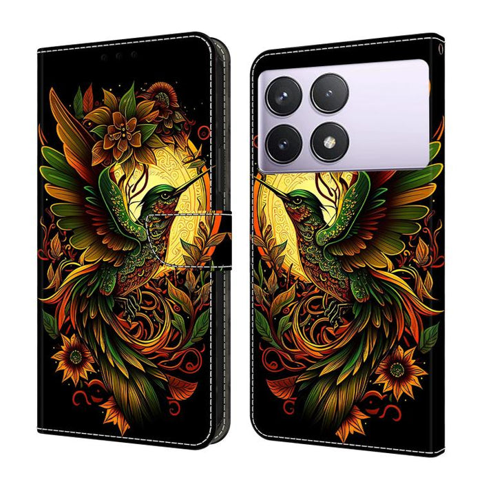 Funda para teléfono de cuero vegano pintado con efecto cristal, For Redmi Note 14 5G, For Redmi Note 14 Pro 5G, For Redmi 14C 4G, For Redmi 13C 4G / 5G, For Redmi K70E / Poco X6 Pro