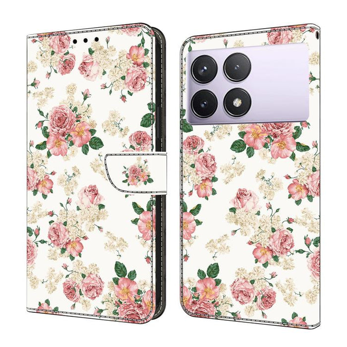Funda para teléfono de cuero vegano pintado con efecto cristal, For Redmi Note 14 5G, For Redmi Note 14 Pro 5G, For Redmi 14C 4G, For Redmi 13C 4G / 5G, For Redmi K70E / Poco X6 Pro