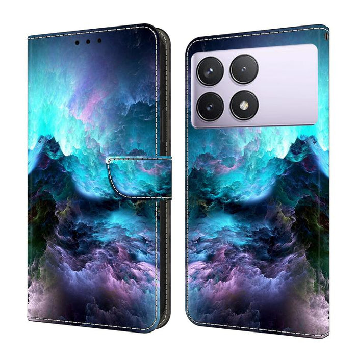 Funda para teléfono de cuero vegano pintado con efecto cristal, For Redmi Note 14 5G, For Redmi Note 14 Pro 5G, For Redmi 14C 4G, For Redmi 13C 4G / 5G, For Redmi K70E / Poco X6 Pro