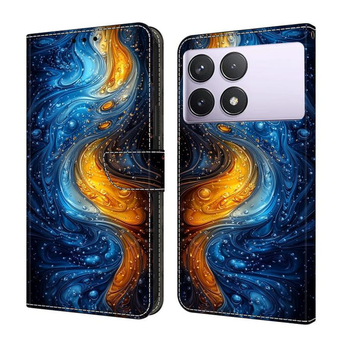 Funda para teléfono de cuero vegano pintado con efecto cristal, For Redmi Note 14 5G, For Redmi Note 14 Pro 5G, For Redmi 14C 4G, For Redmi 13C 4G / 5G, For Redmi K70E / Poco X6 Pro