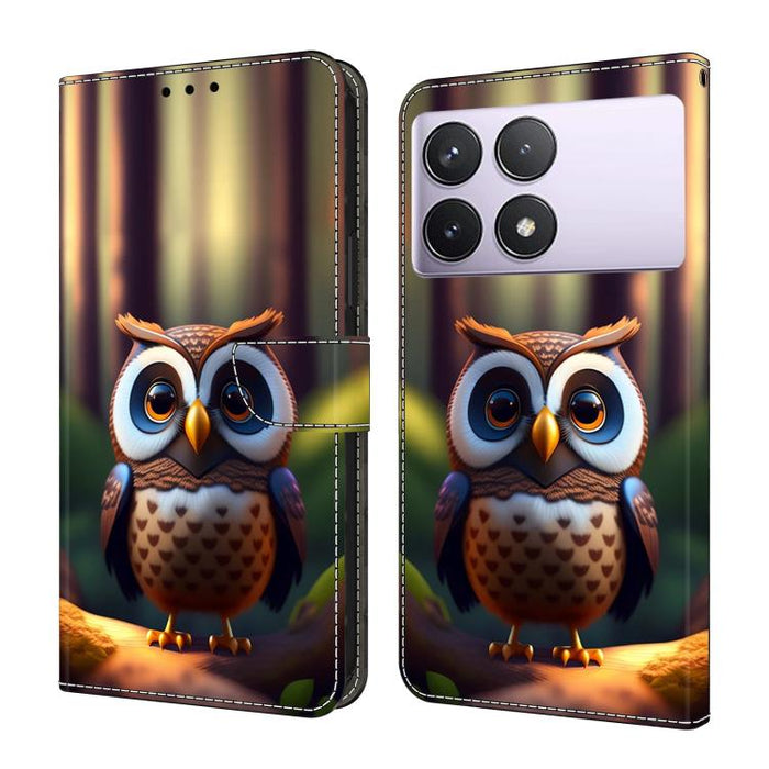Funda para teléfono de cuero vegano pintado con efecto cristal, For Redmi Note 14 5G, For Redmi Note 14 Pro 5G, For Redmi 14C 4G, For Redmi 13C 4G / 5G, For Redmi K70E / Poco X6 Pro