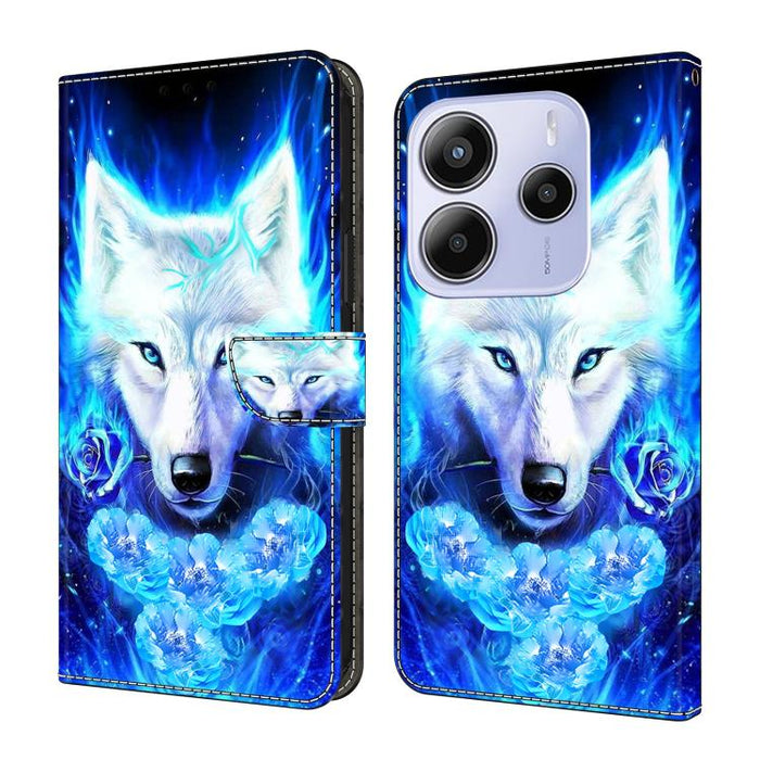 Funda para teléfono de cuero vegano pintado con efecto cristal, For Redmi Note 14 5G, For Redmi Note 14 Pro 5G, For Redmi 14C 4G, For Redmi 13C 4G / 5G, For Redmi K70E / Poco X6 Pro