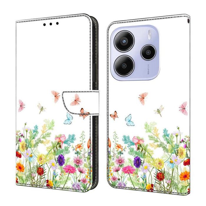 Funda para teléfono de cuero vegano pintado con efecto cristal, For Redmi Note 14 5G, For Redmi Note 14 Pro 5G, For Redmi 14C 4G, For Redmi 13C 4G / 5G, For Redmi K70E / Poco X6 Pro
