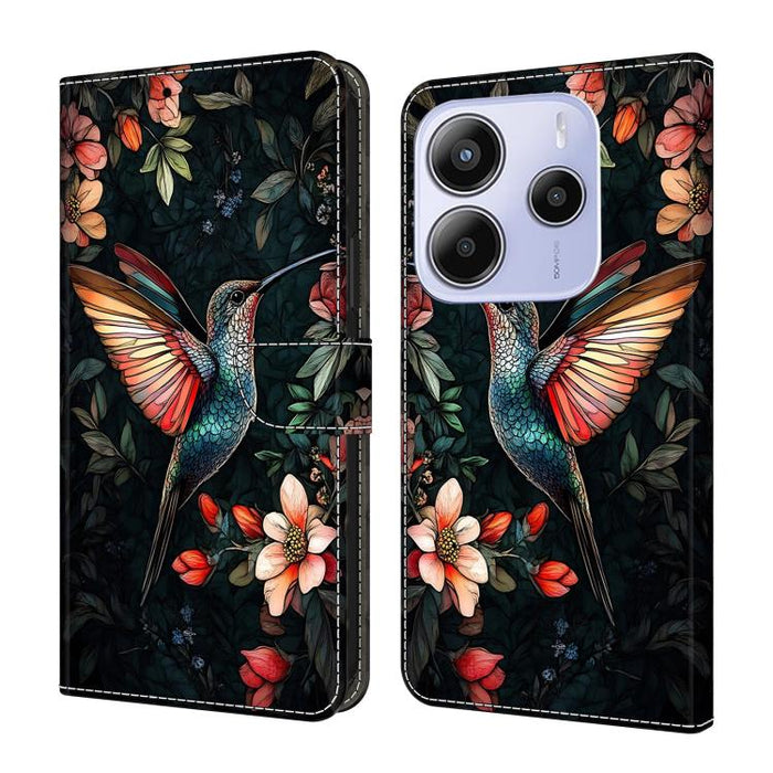 Funda para teléfono de cuero vegano pintado con efecto cristal, For Redmi 15C 5G / 4G Global 171mm / Poco C85 4G, For Redmi Note 14 4G 164.84mm, For Redmi Note 14 Pro+ 5G / Poco X7 5G, For Redmi Note 14 Pro 4G, For Redmi Note 14 4G 163.25mm