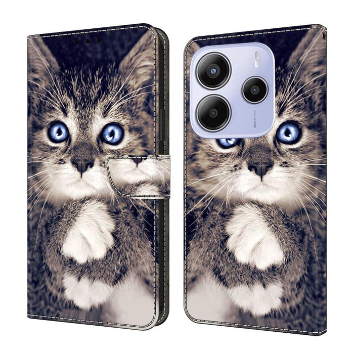 Funda para teléfono de cuero vegano pintado con efecto cristal, For Redmi 15C 5G / 4G Global 171mm / Poco C85 4G, For Redmi Note 14 4G 164.84mm, For Redmi Note 14 Pro+ 5G / Poco X7 5G, For Redmi Note 14 Pro 4G, For Redmi Note 14 4G 163.25mm