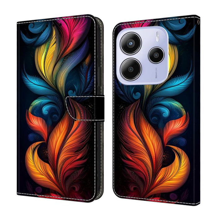 Funda para teléfono de cuero vegano pintado con efecto cristal, For Redmi 15C 5G / 4G Global 171mm / Poco C85 4G, For Redmi Note 14 4G 164.84mm, For Redmi Note 14 Pro+ 5G / Poco X7 5G, For Redmi Note 14 Pro 4G, For Redmi Note 14 4G 163.25mm