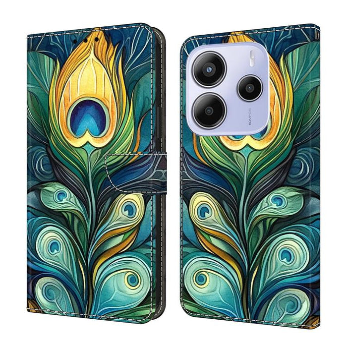 Funda para teléfono de cuero vegano pintado con efecto cristal, For Redmi 15C 5G / 4G Global 171mm / Poco C85 4G, For Redmi Note 14 4G 164.84mm, For Redmi Note 14 Pro+ 5G / Poco X7 5G, For Redmi Note 14 Pro 4G, For Redmi Note 14 4G 163.25mm
