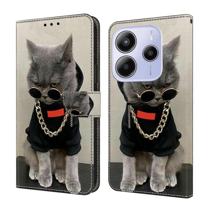 Funda para teléfono de cuero vegano pintado con efecto cristal, For Redmi 15C 5G / 4G Global 171mm / Poco C85 4G, For Redmi Note 14 4G 164.84mm, For Redmi Note 14 Pro+ 5G / Poco X7 5G, For Redmi Note 14 Pro 4G, For Redmi Note 14 4G 163.25mm