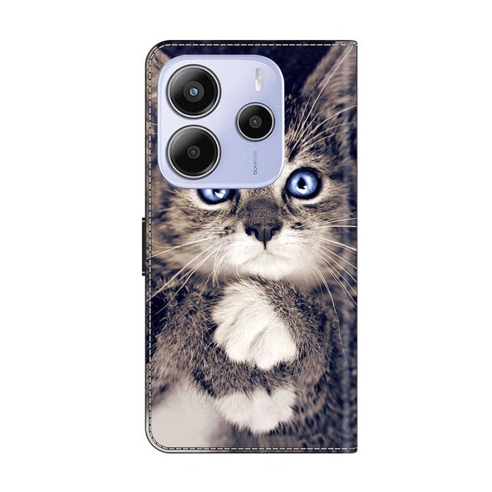 Funda para teléfono de cuero vegano pintado con efecto cristal, For Redmi Note 14 5G, For Redmi Note 14 Pro 5G, For Redmi 14C 4G, For Redmi 13C 4G / 5G, For Redmi K70E / Poco X6 Pro