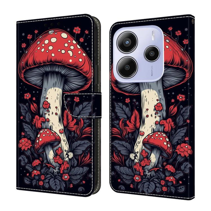 Funda para teléfono de cuero vegano pintado con efecto cristal, For Redmi 15C 5G / 4G Global 171mm / Poco C85 4G, For Redmi Note 14 4G 164.84mm, For Redmi Note 14 Pro+ 5G / Poco X7 5G, For Redmi Note 14 Pro 4G, For Redmi Note 14 4G 163.25mm