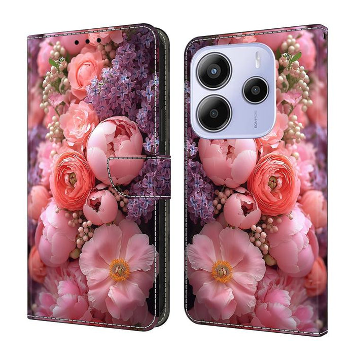 Funda para teléfono de cuero vegano pintado con efecto cristal, For Redmi 15C 5G / 4G Global 171mm / Poco C85 4G, For Redmi Note 14 4G 164.84mm, For Redmi Note 14 Pro+ 5G / Poco X7 5G, For Redmi Note 14 Pro 4G, For Redmi Note 14 4G 163.25mm