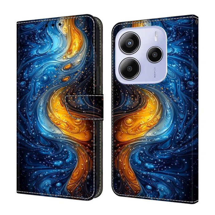 Funda para teléfono de cuero vegano pintado con efecto cristal, For Redmi 15C 5G / 4G Global 171mm / Poco C85 4G, For Redmi Note 14 4G 164.84mm, For Redmi Note 14 Pro+ 5G / Poco X7 5G, For Redmi Note 14 Pro 4G, For Redmi Note 14 4G 163.25mm