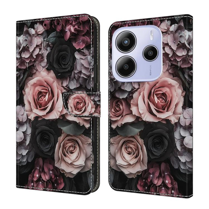 Funda para teléfono de cuero vegano pintado con efecto cristal, For Redmi 15C 5G / 4G Global 171mm / Poco C85 4G, For Redmi Note 14 4G 164.84mm, For Redmi Note 14 Pro+ 5G / Poco X7 5G, For Redmi Note 14 Pro 4G, For Redmi Note 14 4G 163.25mm
