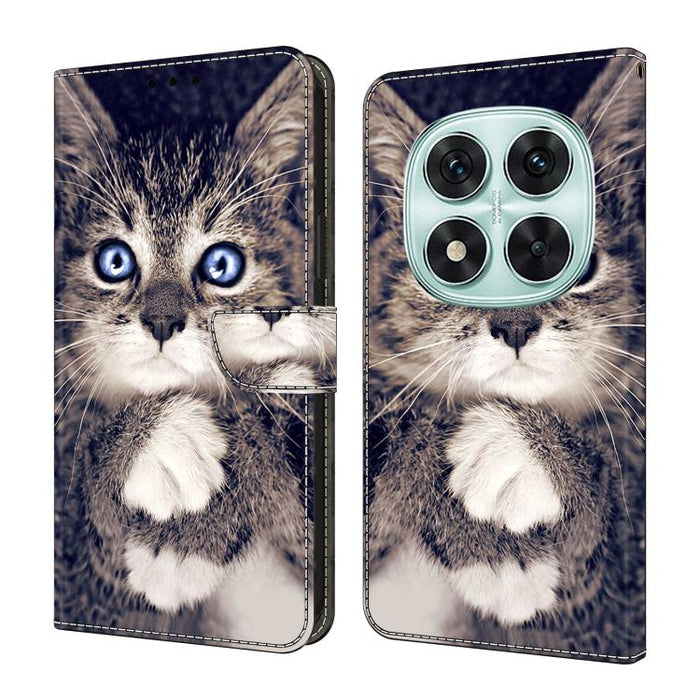 Funda para teléfono de cuero vegano pintado con efecto cristal, For Redmi Note 14 5G, For Redmi Note 14 Pro 5G, For Redmi 14C 4G, For Redmi 13C 4G / 5G, For Redmi K70E / Poco X6 Pro