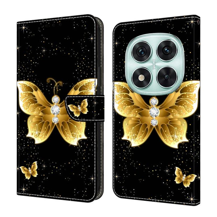 Funda para teléfono de cuero vegano pintado con efecto cristal, For Redmi Note 14 5G, For Redmi Note 14 Pro 5G, For Redmi 14C 4G, For Redmi 13C 4G / 5G, For Redmi K70E / Poco X6 Pro