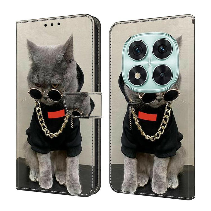Funda para teléfono de cuero vegano pintado con efecto cristal, For Redmi Note 14 5G, For Redmi Note 14 Pro 5G, For Redmi 14C 4G, For Redmi 13C 4G / 5G, For Redmi K70E / Poco X6 Pro