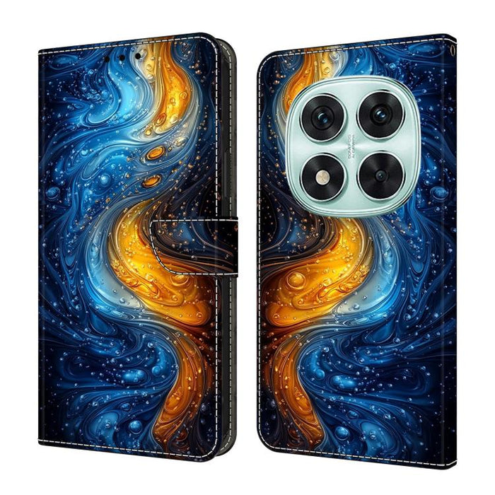 Funda para teléfono de cuero vegano pintado con efecto cristal, For Redmi Note 14 5G, For Redmi Note 14 Pro 5G, For Redmi 14C 4G, For Redmi 13C 4G / 5G, For Redmi K70E / Poco X6 Pro