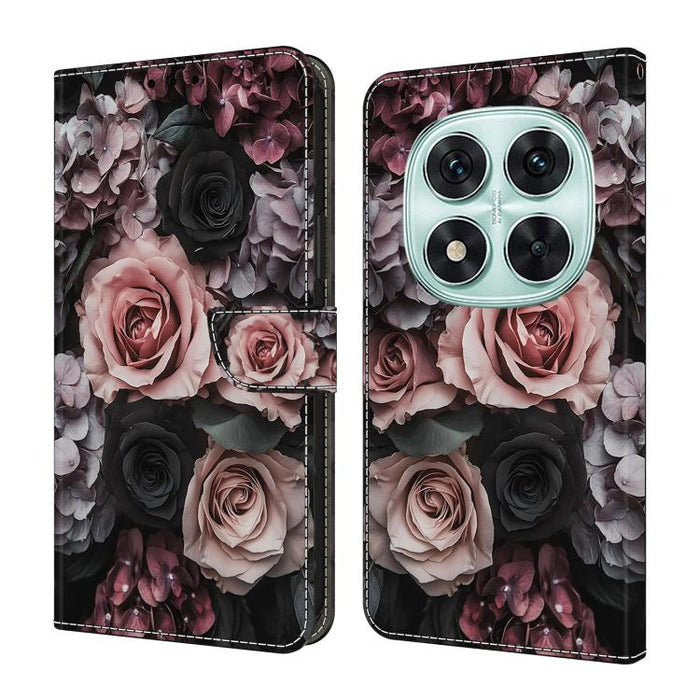 Funda para teléfono de cuero vegano pintado con efecto cristal, For Redmi Note 14 5G, For Redmi Note 14 Pro 5G, For Redmi 14C 4G, For Redmi 13C 4G / 5G, For Redmi K70E / Poco X6 Pro
