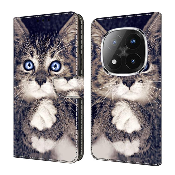 Funda para teléfono de cuero vegano pintado con efecto cristal, For Redmi 15C 5G / 4G Global 171mm / Poco C85 4G, For Redmi Note 14 4G 164.84mm, For Redmi Note 14 Pro+ 5G / Poco X7 5G, For Redmi Note 14 Pro 4G, For Redmi Note 14 4G 163.25mm