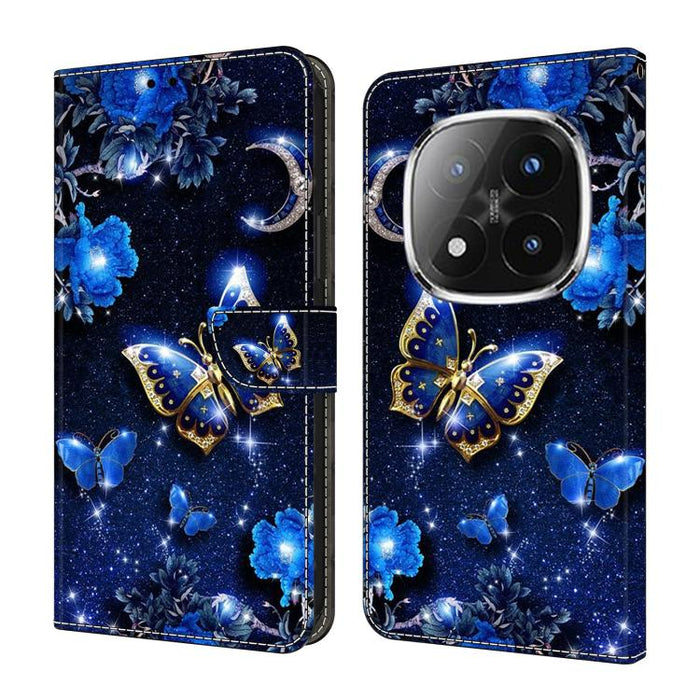 Funda para teléfono de cuero vegano pintado con efecto cristal, For Redmi 15C 5G / 4G Global 171mm / Poco C85 4G, For Redmi Note 14 4G 164.84mm, For Redmi Note 14 Pro+ 5G / Poco X7 5G, For Redmi Note 14 Pro 4G, For Redmi Note 14 4G 163.25mm