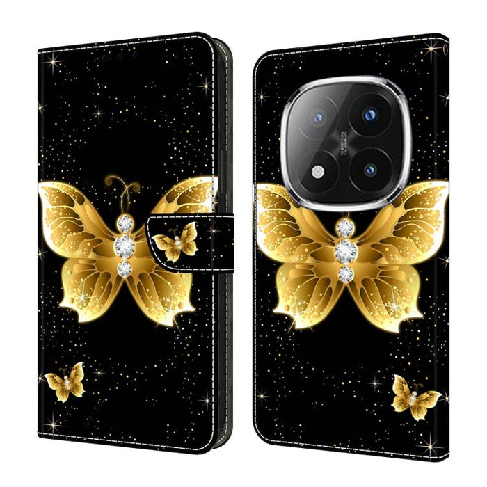 Funda para teléfono de cuero vegano pintado con efecto cristal, For Redmi 15C 5G / 4G Global 171mm / Poco C85 4G, For Redmi Note 14 4G 164.84mm, For Redmi Note 14 Pro+ 5G / Poco X7 5G, For Redmi Note 14 Pro 4G, For Redmi Note 14 4G 163.25mm
