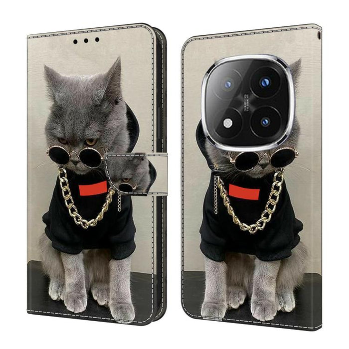 Funda para teléfono de cuero vegano pintado con efecto cristal, For Redmi 15C 5G / 4G Global 171mm / Poco C85 4G, For Redmi Note 14 4G 164.84mm, For Redmi Note 14 Pro+ 5G / Poco X7 5G, For Redmi Note 14 Pro 4G, For Redmi Note 14 4G 163.25mm