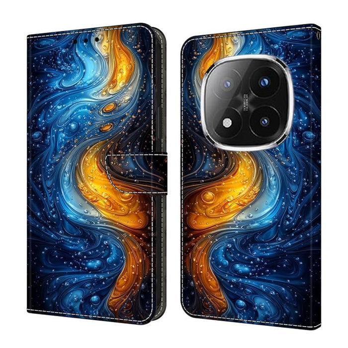 Funda para teléfono de cuero vegano pintado con efecto cristal, For Redmi 15C 5G / 4G Global 171mm / Poco C85 4G, For Redmi Note 14 4G 164.84mm, For Redmi Note 14 Pro+ 5G / Poco X7 5G, For Redmi Note 14 Pro 4G, For Redmi Note 14 4G 163.25mm