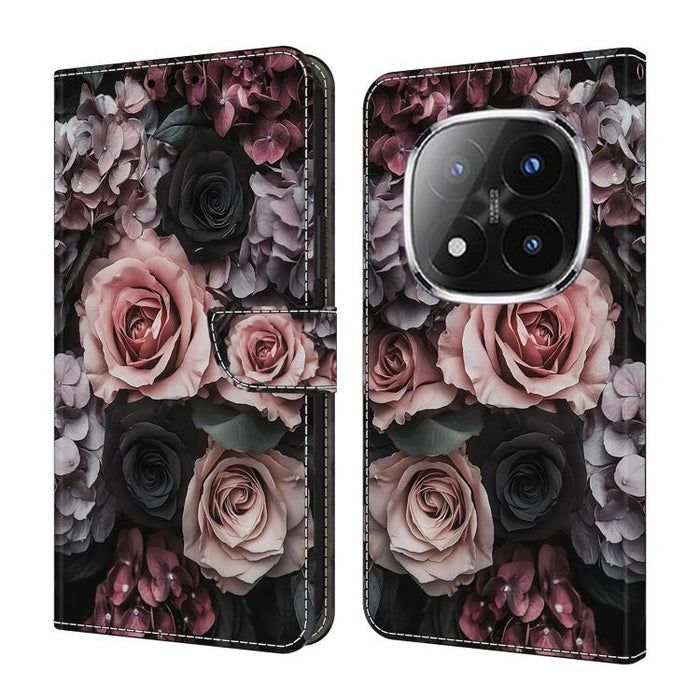 Funda para teléfono de cuero vegano pintado con efecto cristal, For Redmi 15C 5G / 4G Global 171mm / Poco C85 4G, For Redmi Note 14 4G 164.84mm, For Redmi Note 14 Pro+ 5G / Poco X7 5G, For Redmi Note 14 Pro 4G, For Redmi Note 14 4G 163.25mm