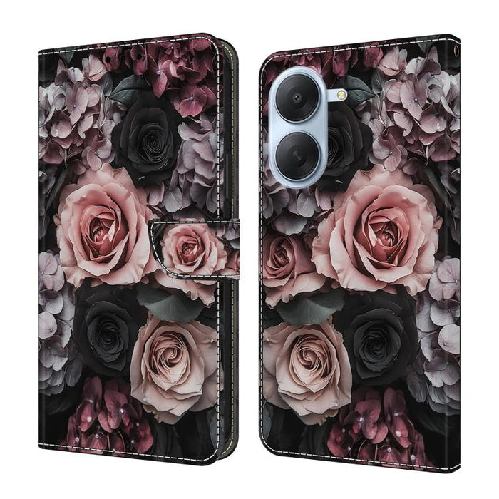 Funda para teléfono de cuero vegano pintado con efecto cristal, For Redmi Note 15 5G / 4G Global 164mm / Poco M8 5G, For Redmi Note 15 Pro 5G Global 163.6mm, For Redmi 15C 5G / 4G EU 173mm / Poco C85 5G, For Redmi 15 5G Global / 4G SEA 169.5mm         ...