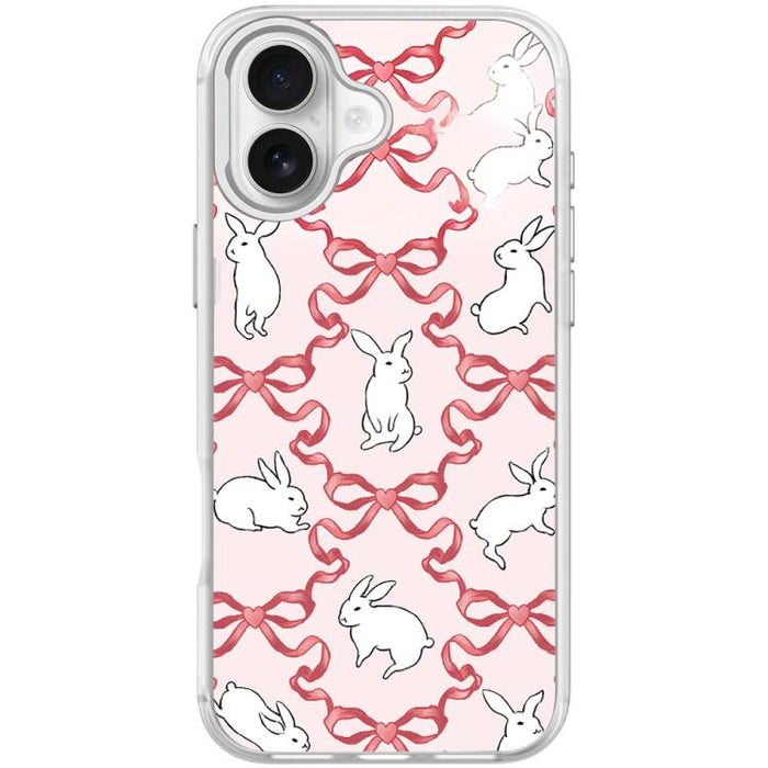 Funda magnética para teléfono con diseño de conejo blanco y nudo de mariposa, For iPhone 17 Pro Max, For iPhone 17 Pro, For iPhone 17, For iPhone Air, For iPhone 16 Pro Max, For iPhone 16 Pro, For iPhone 15 Pro Max, For iPhone 15 Pro