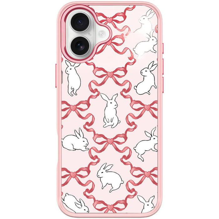 Funda magnética para teléfono con diseño de conejo blanco y nudo de mariposa, For iPhone 17 Pro Max, For iPhone 17 Pro, For iPhone 17, For iPhone Air, For iPhone 16 Pro Max, For iPhone 16 Pro, For iPhone 15 Pro Max, For iPhone 15 Pro
