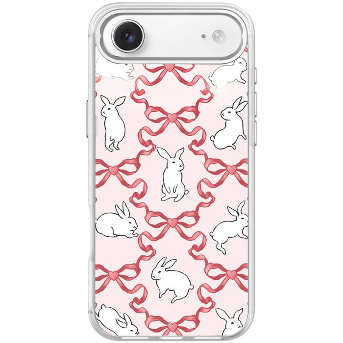Funda magnética para teléfono con diseño de conejo blanco y nudo de mariposa, For iPhone 17 Pro Max, For iPhone 17 Pro, For iPhone 17, For iPhone Air, For iPhone 16 Pro Max, For iPhone 16 Pro, For iPhone 15 Pro Max, For iPhone 15 Pro