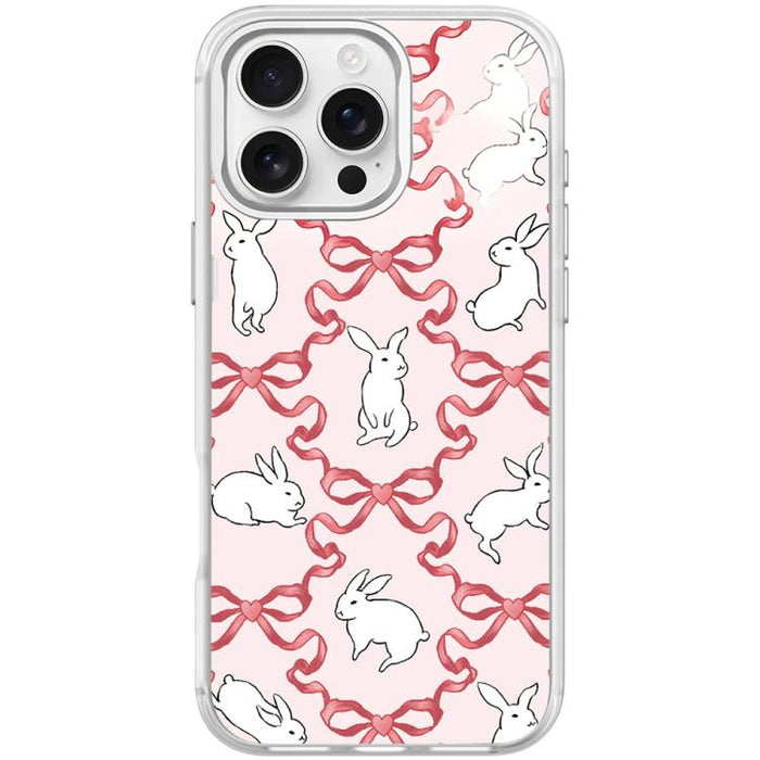 Funda magnética para teléfono con diseño de conejo blanco y nudo de mariposa, For iPhone 17 Pro Max, For iPhone 17 Pro, For iPhone 17, For iPhone Air, For iPhone 16 Pro Max, For iPhone 16 Pro, For iPhone 15 Pro Max, For iPhone 15 Pro