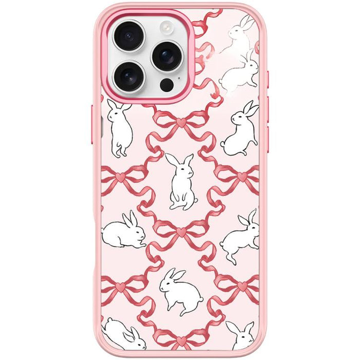 Funda magnética para teléfono con diseño de conejo blanco y nudo de mariposa, For iPhone 17 Pro Max, For iPhone 17 Pro, For iPhone 17, For iPhone Air, For iPhone 16 Pro Max, For iPhone 16 Pro, For iPhone 15 Pro Max, For iPhone 15 Pro